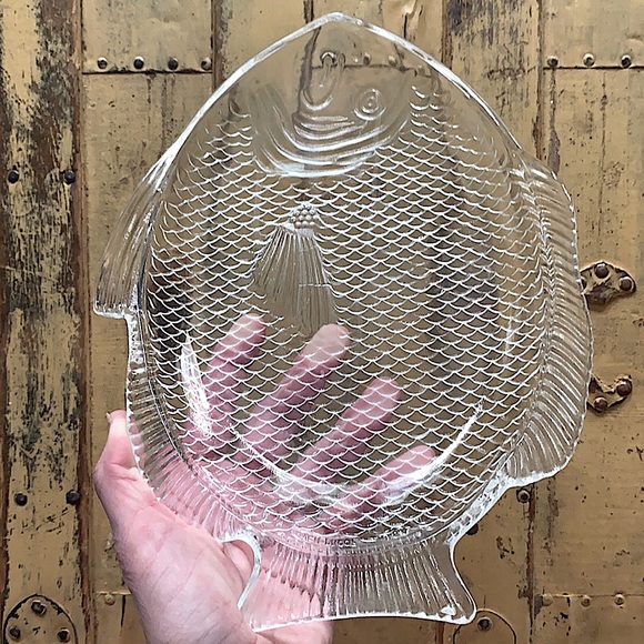 Vintage Dining Vintage Glass Fish Dish Glass Serving Platter Fish